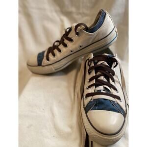 Converse All Star Chuck Taylor White/Blue Double Tongue Low Top Sneakers Shoes75